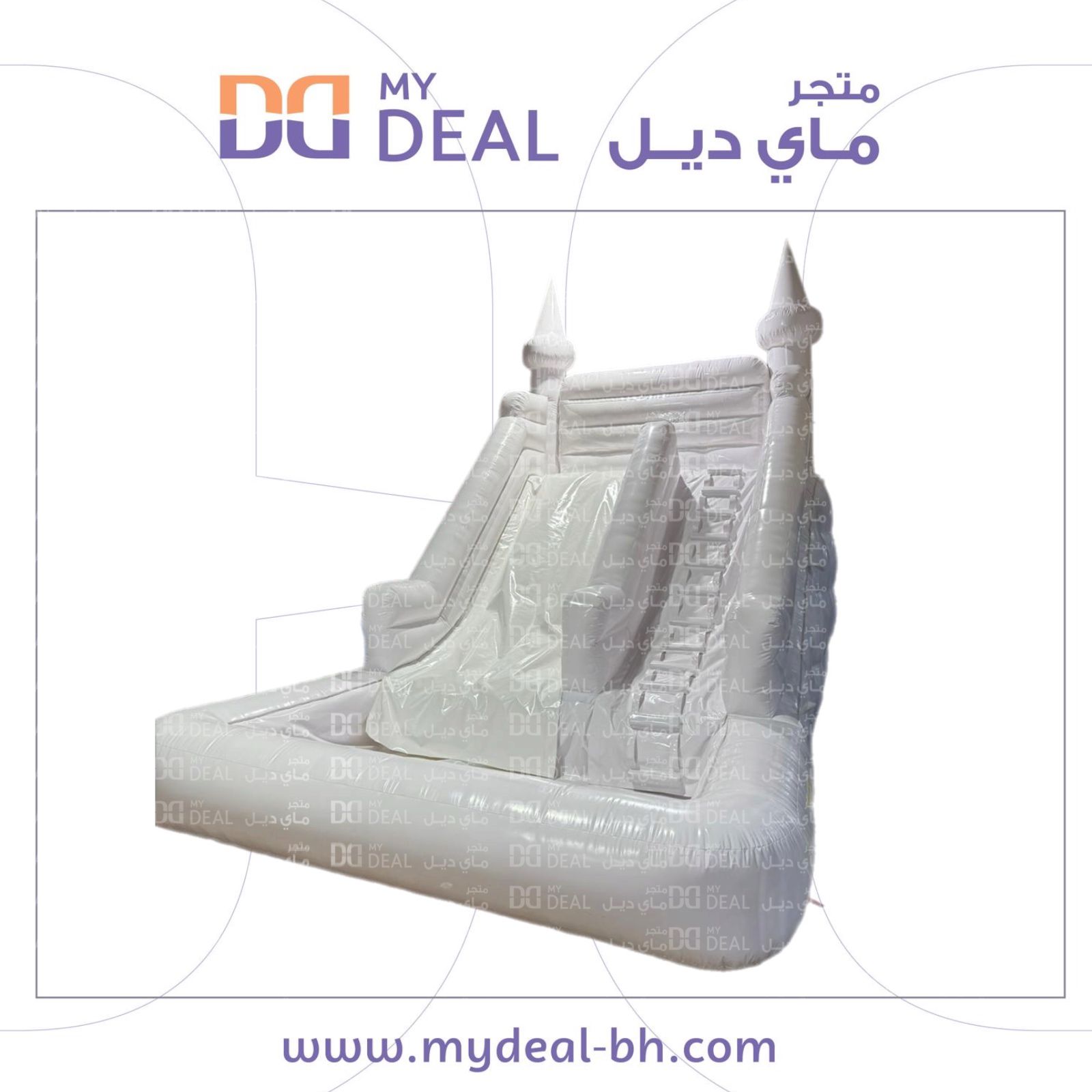 زحليقة مائية هوائية مع مسبح أبيض 6×4×5 متر – مثالية للحفلات والمهرجانات