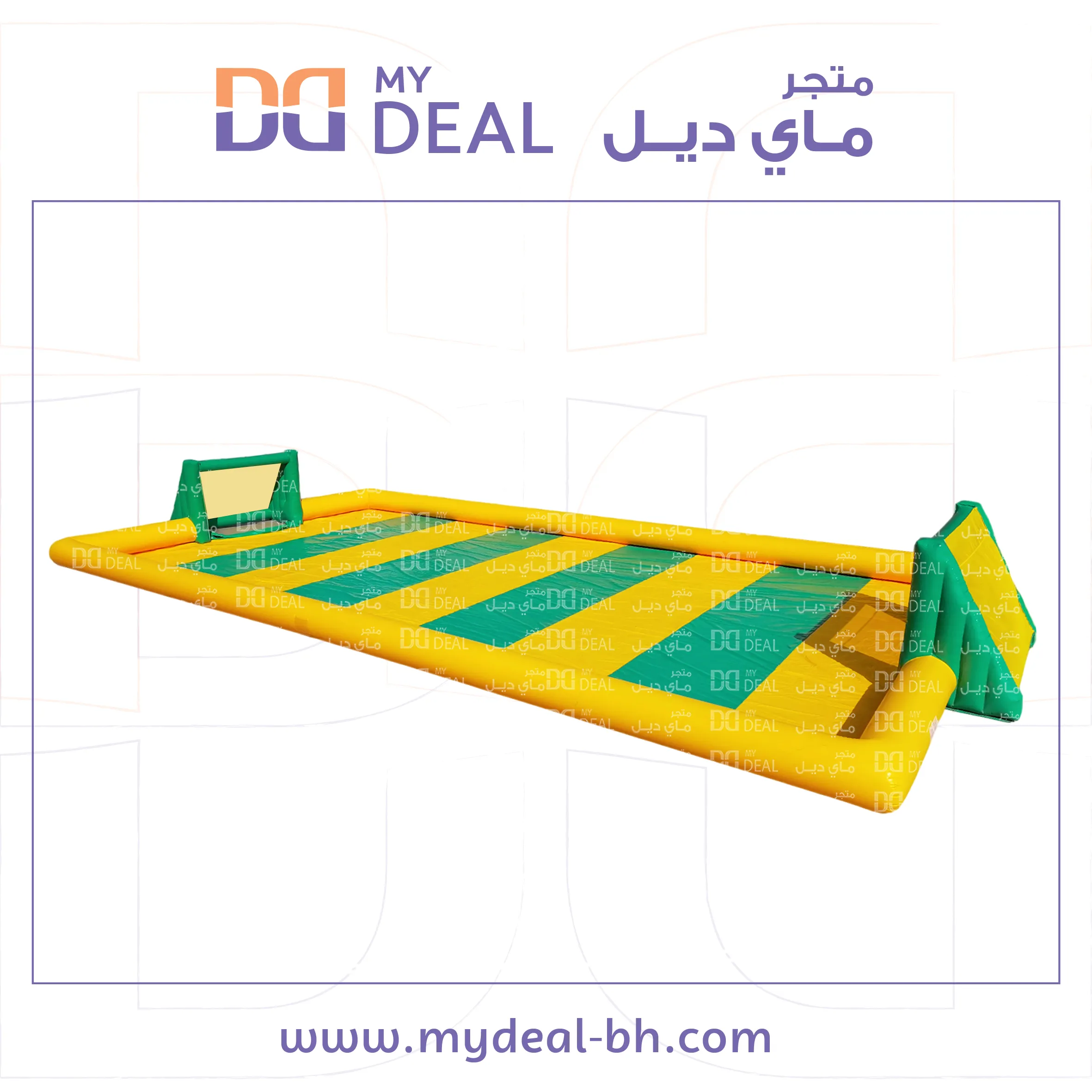 ملعب صابوني مع اقوال هوائية طول ٢٠ متر عرض ١٠ متر