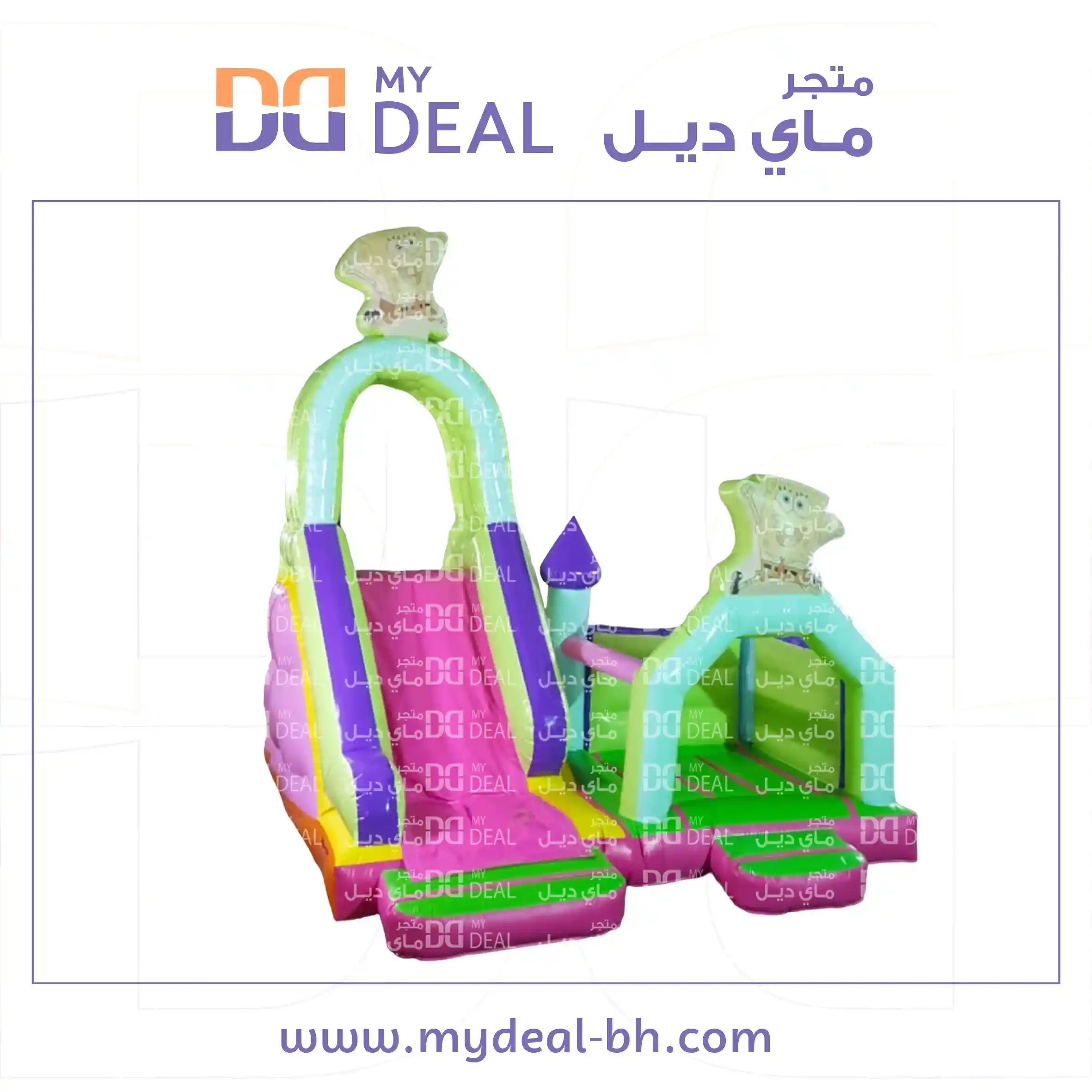 زحليقة هوائية مع سلم خلفي ودرجين ونطيطة مع درج  طول ٥.٩٠ متر عرض ٤.٥٠ متر ارت