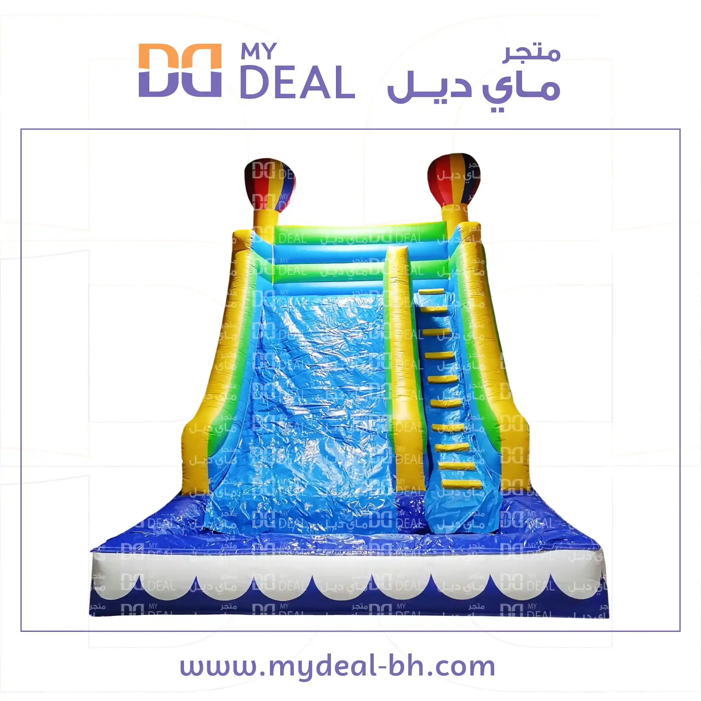 زحليقة مائية مع سلم وحوض طول 7 في 4.50 في 6 متر