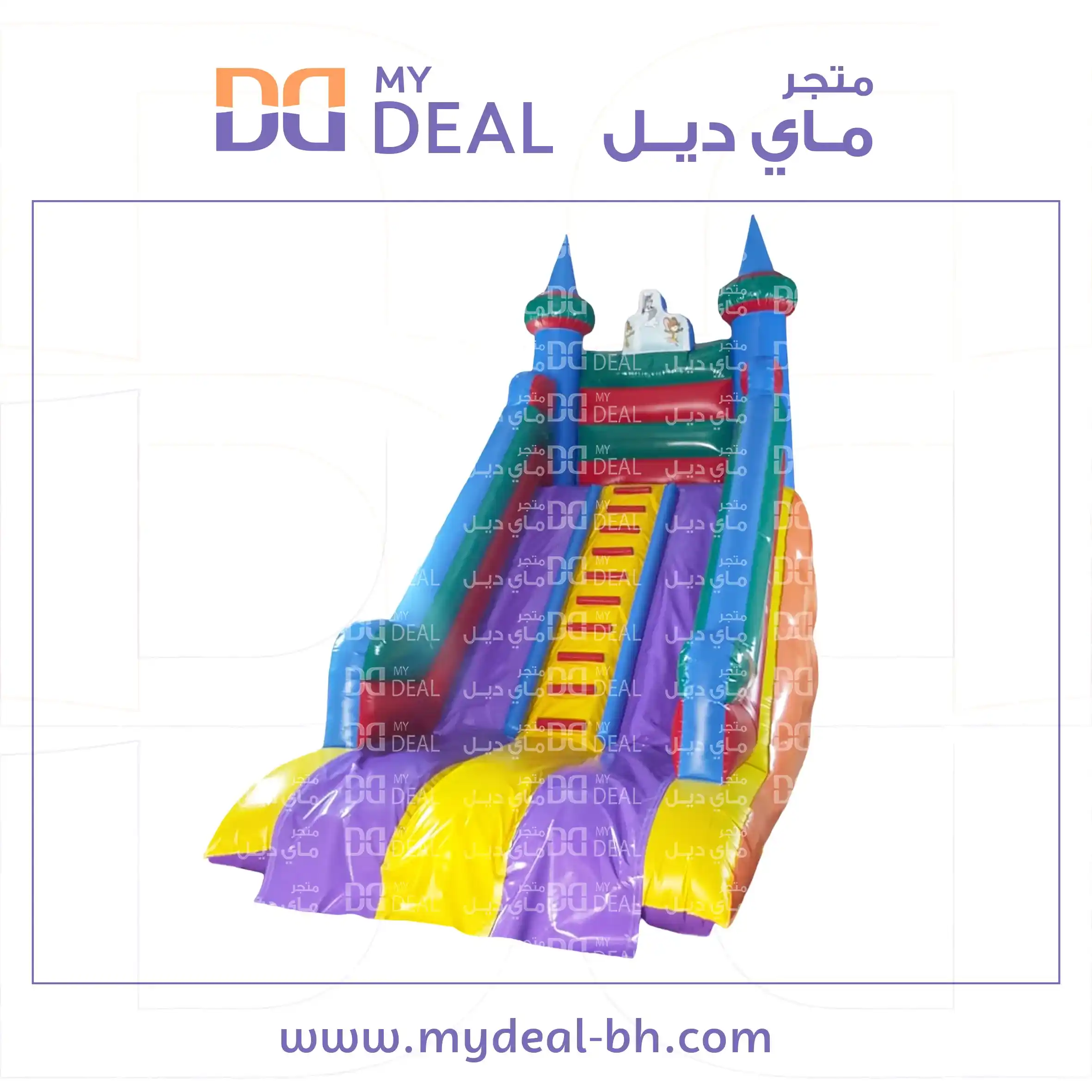 زحليقة هوائية مسارين مع سلم وسط طول ٦ متر  عرض ٣.٣٠ متر ارتفاع ٦ متر