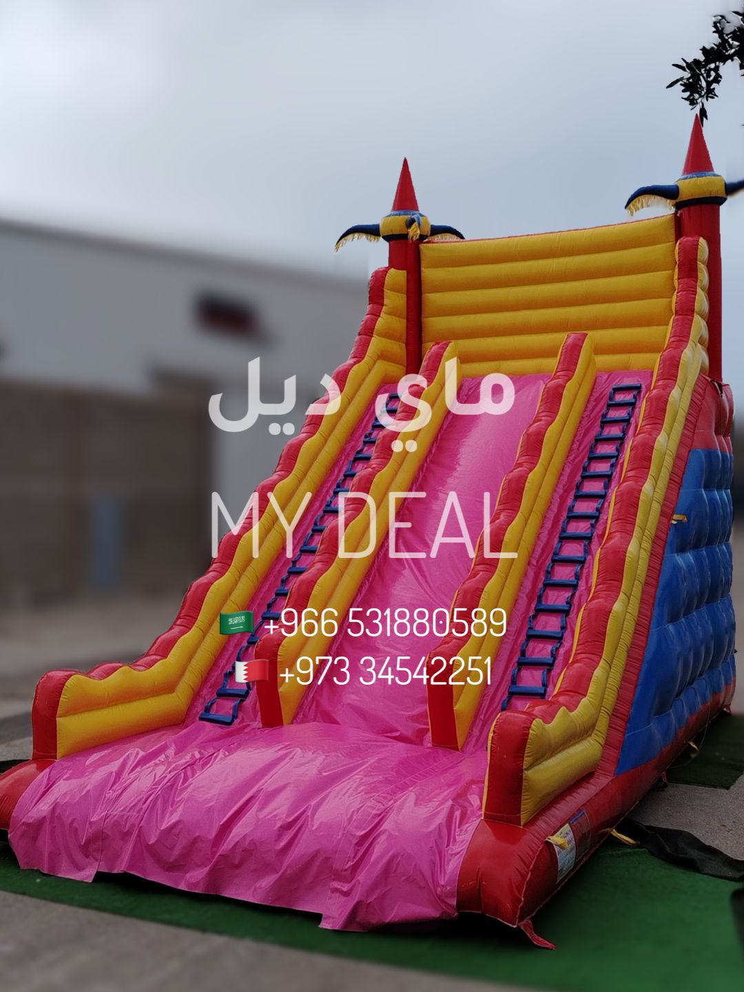 زحليقة مع سلمين واعمدة مشجرة الطول ١٠ متر العرض ٦ متر الارتفاع ١٠ متر