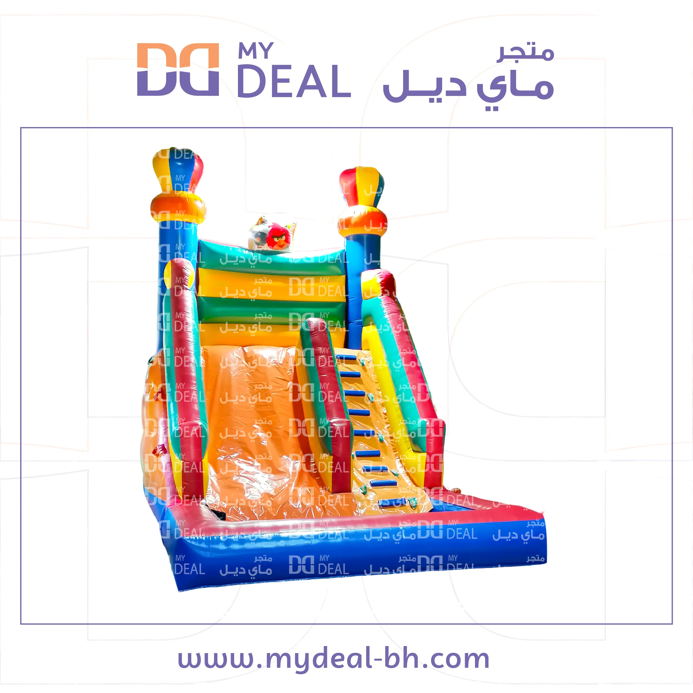 زحليقة مع مسبح هوائية أنجري بيردز طول 5.50 عرض 4 ارتفاع 5 متر مع مساكا