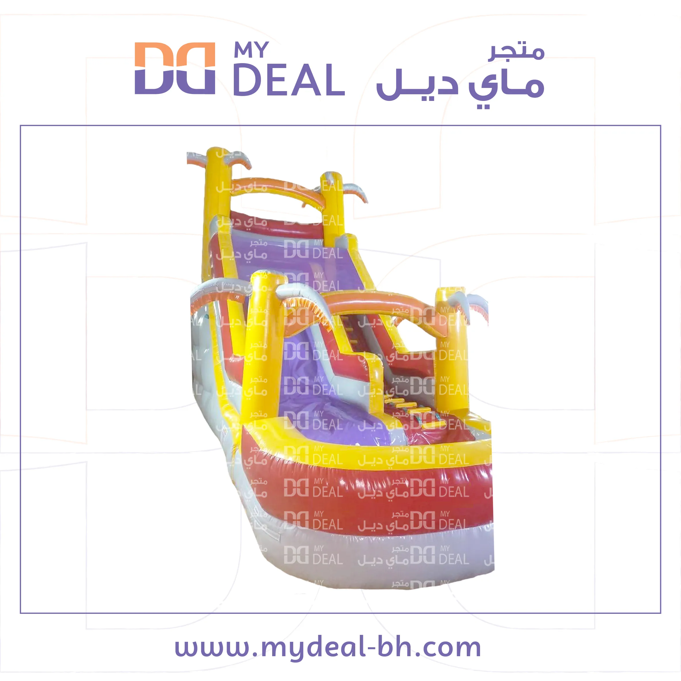 زحليقة مائية بمسبح مع سلم وحوض دبل وشبك علوي 10 * 4 * 8 متر 