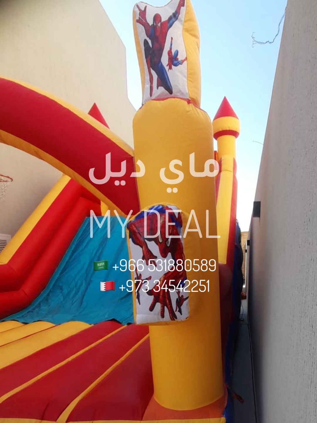 إيجار زحليقة سبايدرمان مع نطيطة 6.50* 4.50 *5 متر