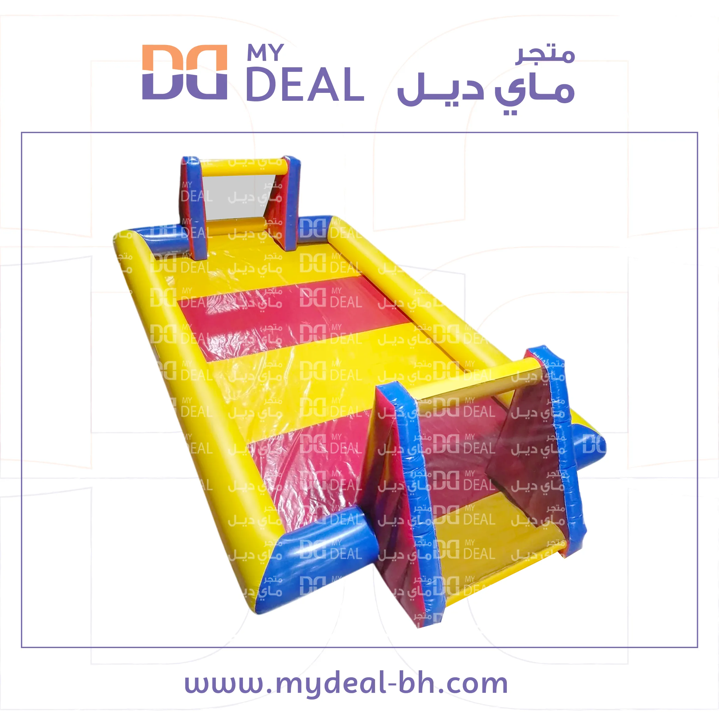 ملعب صابوني بأرضية ملونة أصفر وأحمر 12 * 6متر 