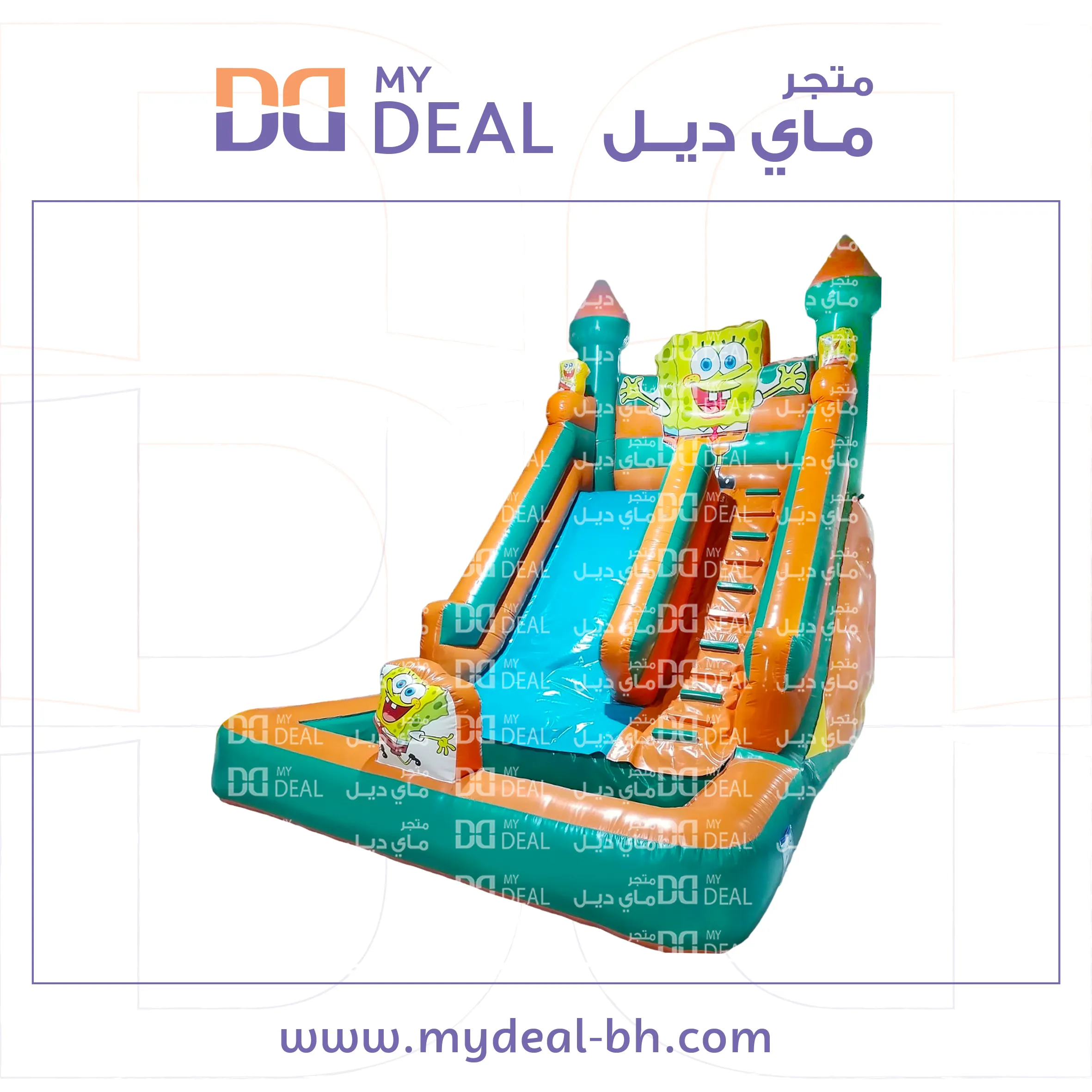 زحليقة مائية شخصية سبونج بوب مع مسبح وسلم 6 * 4 * 6 متر 