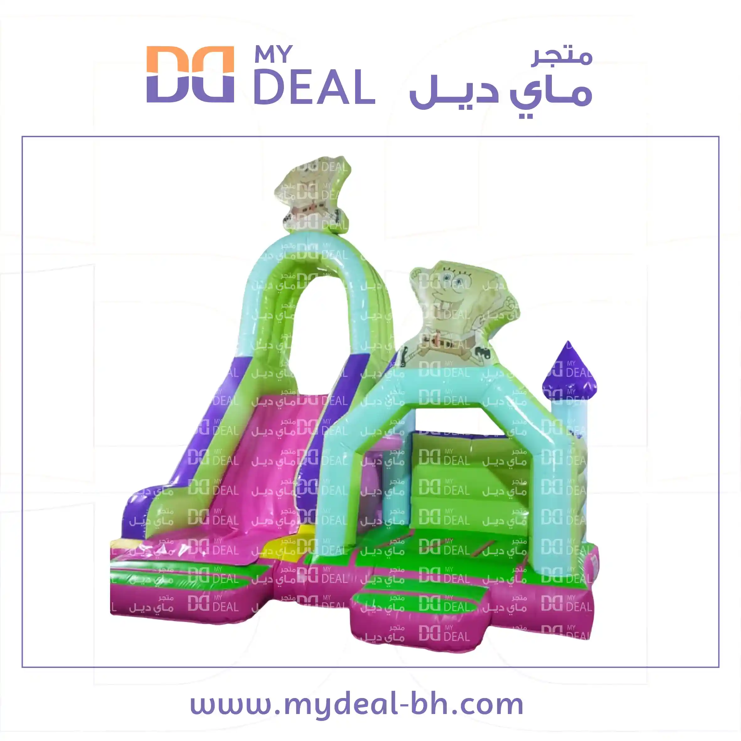 زحليقة هوائية مع سلم خلفي ودرجين ونطيطة مع درج  طول ٥.٩٠ متر عرض ٤.٥٠ متر ارت