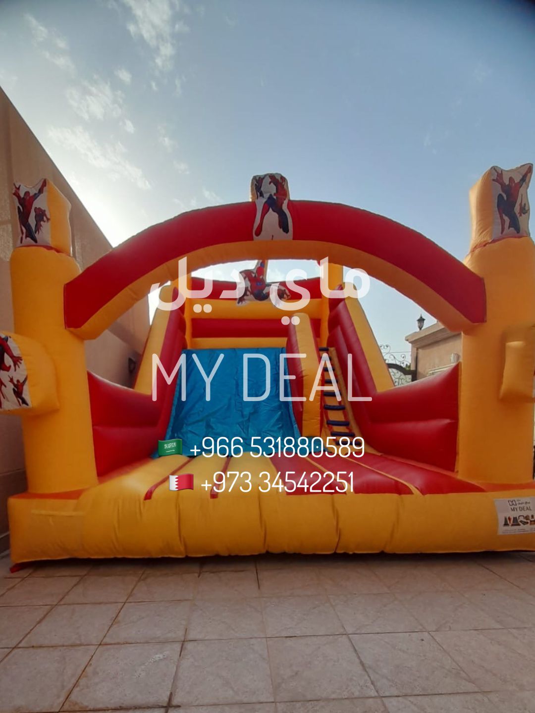 إيجار زحليقة سبايدرمان مع نطيطة 6.50* 4.50 *5 متر