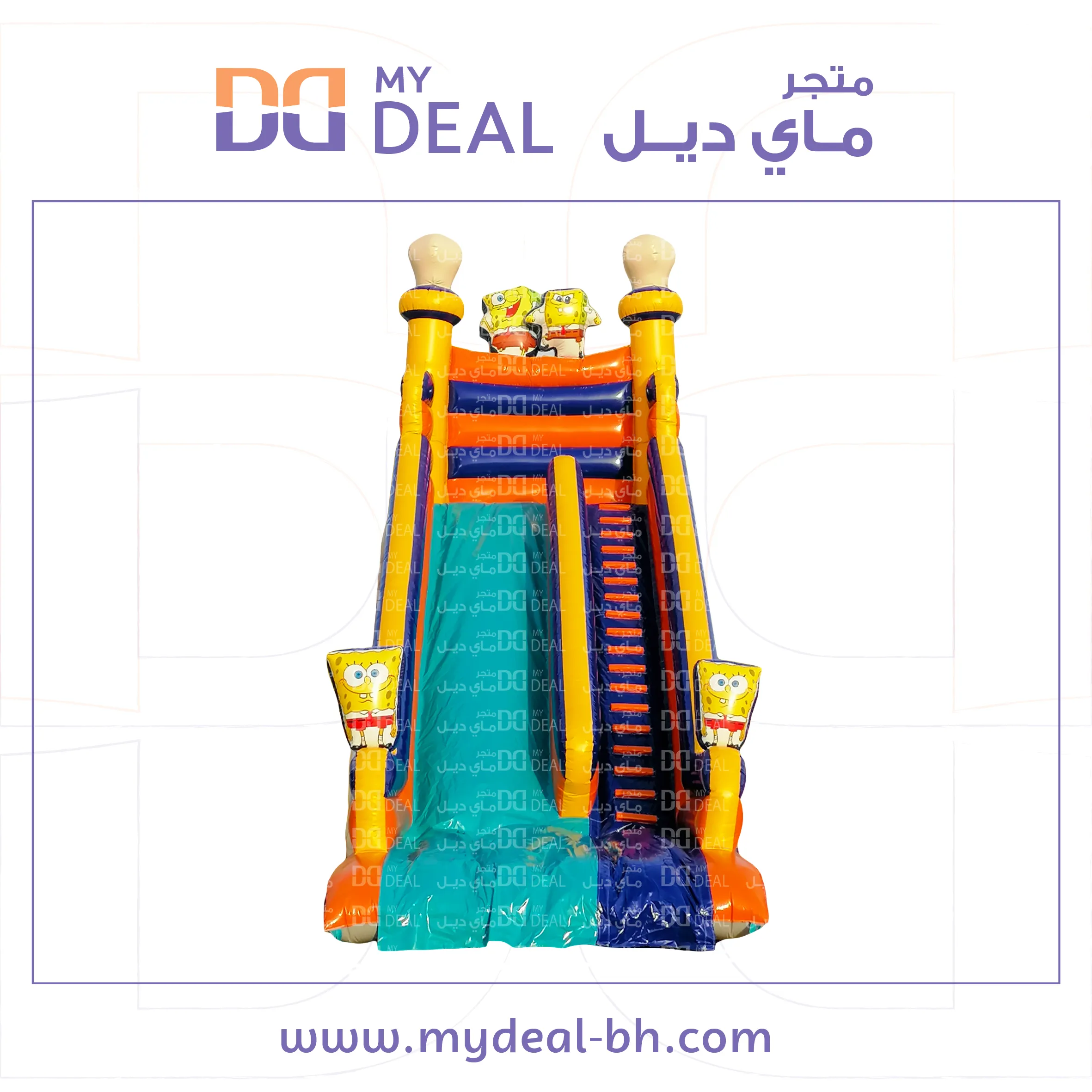 زحليقة هوائية سبونج بوب مع سلم طول 9.50 متر عرض 4 متر ارتفاع 9 متر