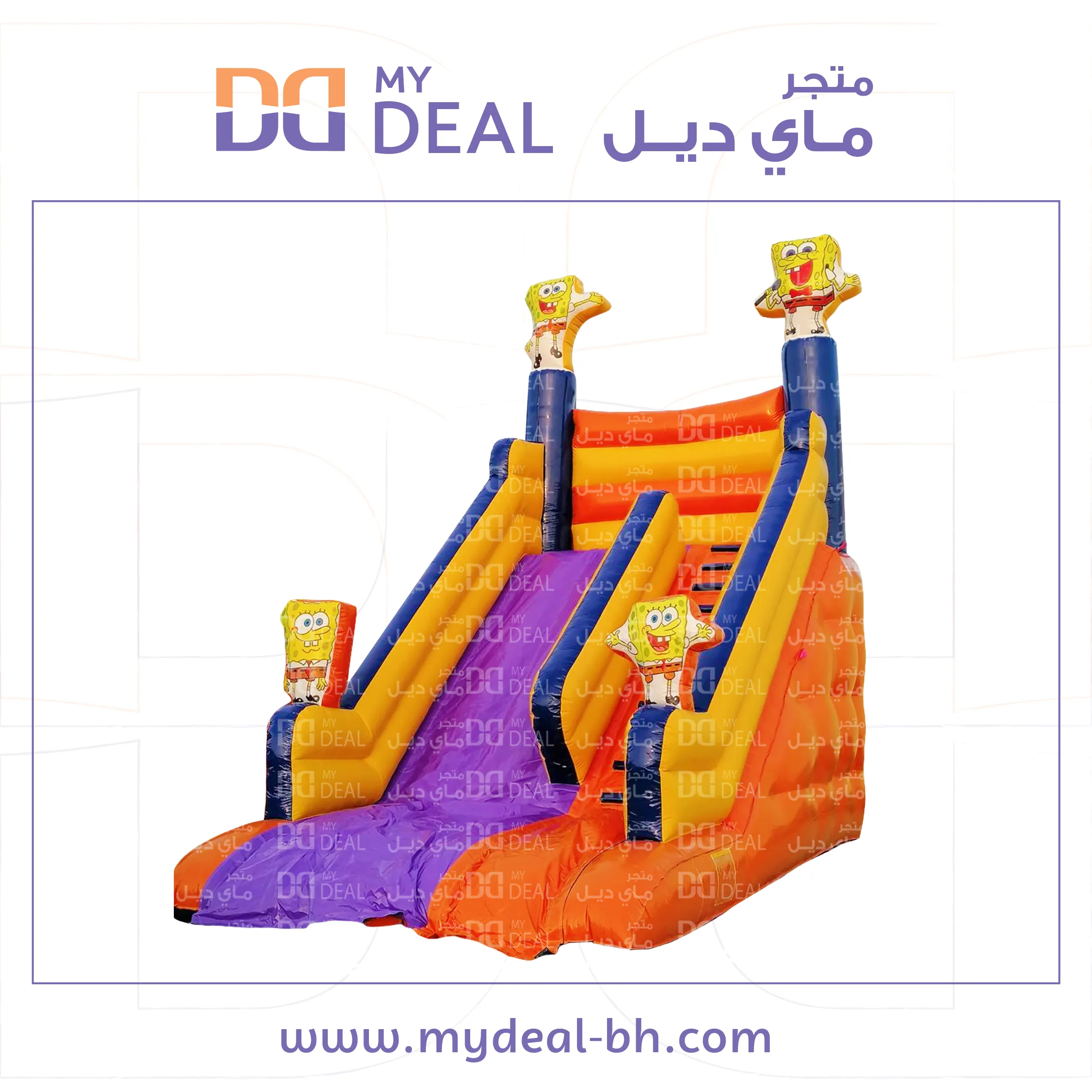 زحليقة سبونج بوب مع سلم واعمدة مشجرة طول 6.50 م عرض 4 م ارتفاع 6 م