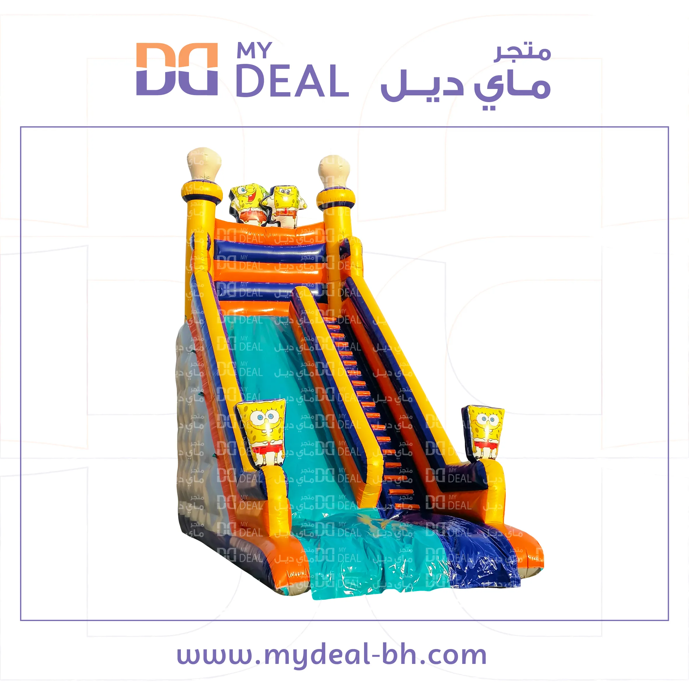 زحليقة هوائية سبونج بوب مع سلم طول 9.50 متر عرض 4 متر ارتفاع 9 متر