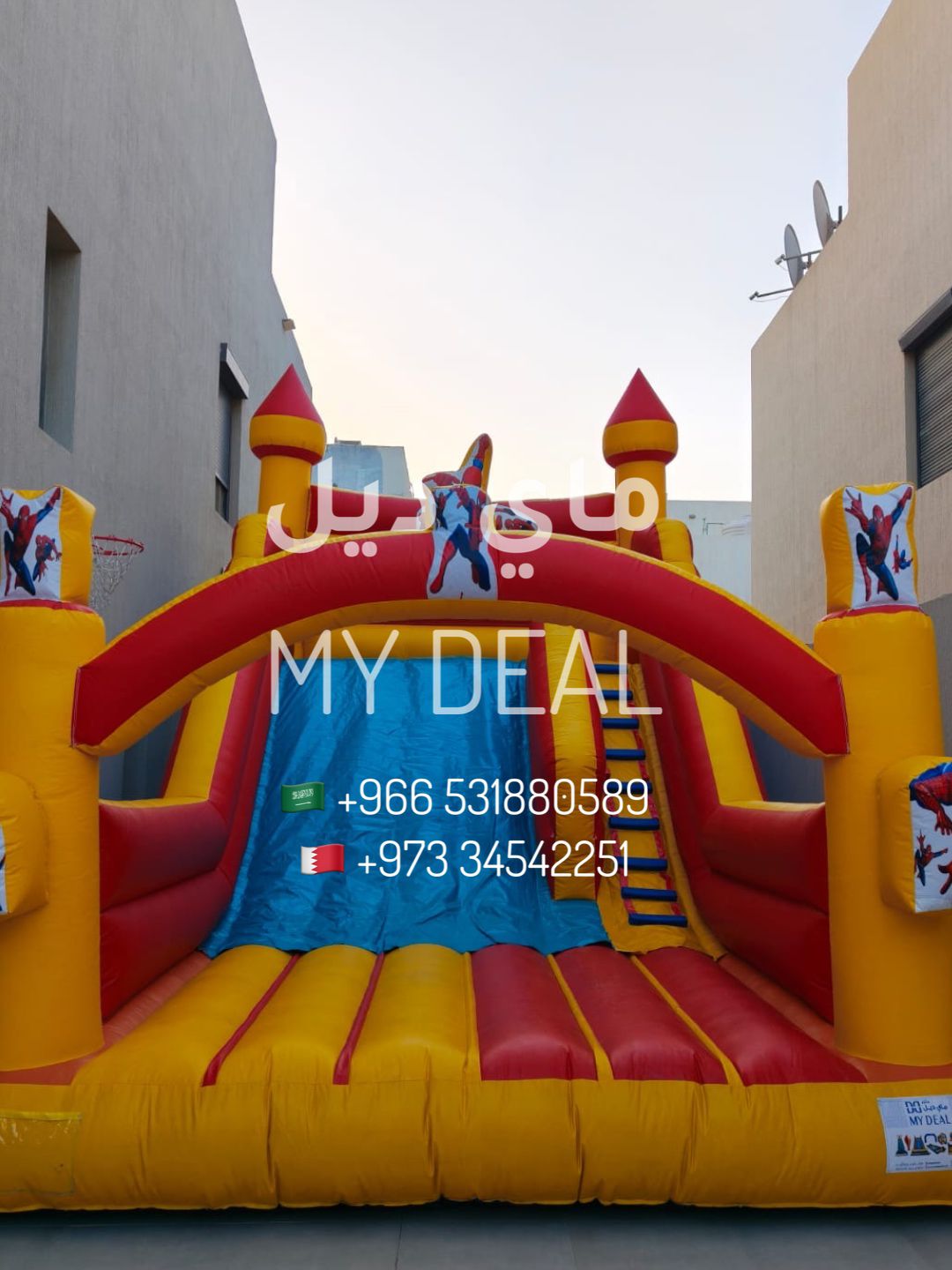إيجار زحليقة سبايدرمان مع نطيطة 6.50* 4.50 *5 متر