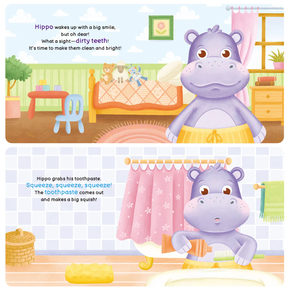  Habit Pals Push Pull Slide Kids Activity Book - Hippo's ToothBrush Fun 