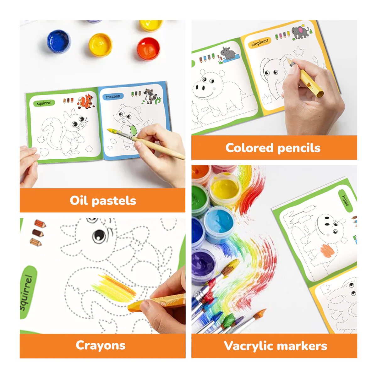 Color and Trace Coloring Book - Animals 