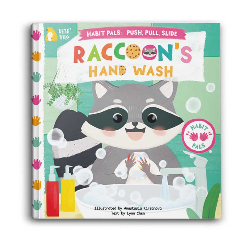  Habit Pals Push Pull Slide Kids Activity Book - Raccoon's Hand Wash 