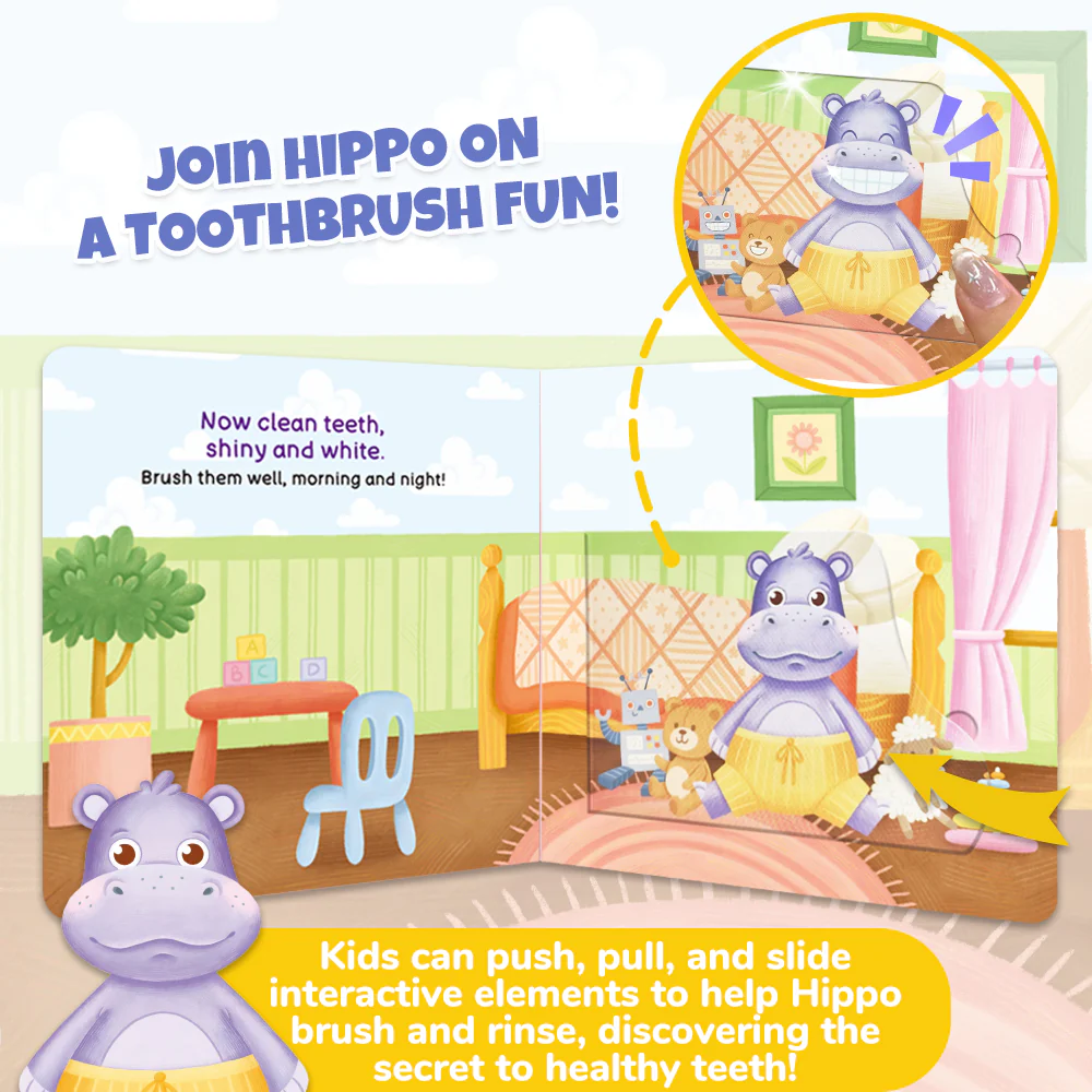  Habit Pals Push Pull Slide Kids Activity Book - Hippo's ToothBrush Fun 