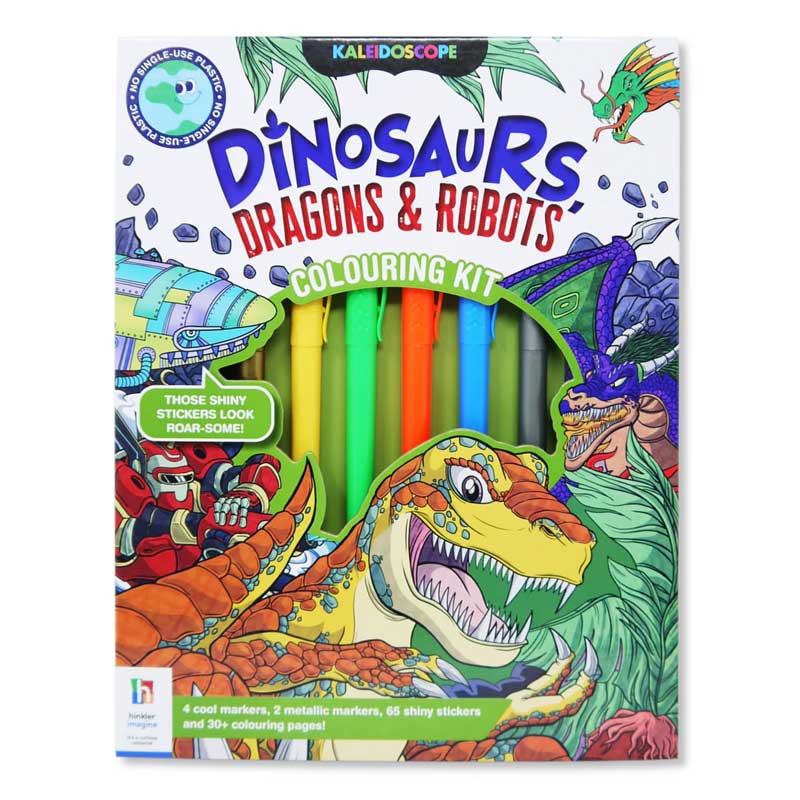  Kaleidoscope Colouring Kit Dinosaurs Dragons Robots & More 
