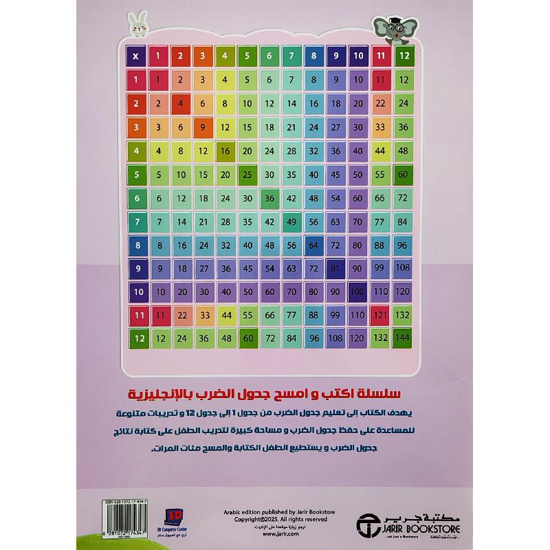  سلسلة اكتب وامسح - جدول الضرب بالانجليزية  