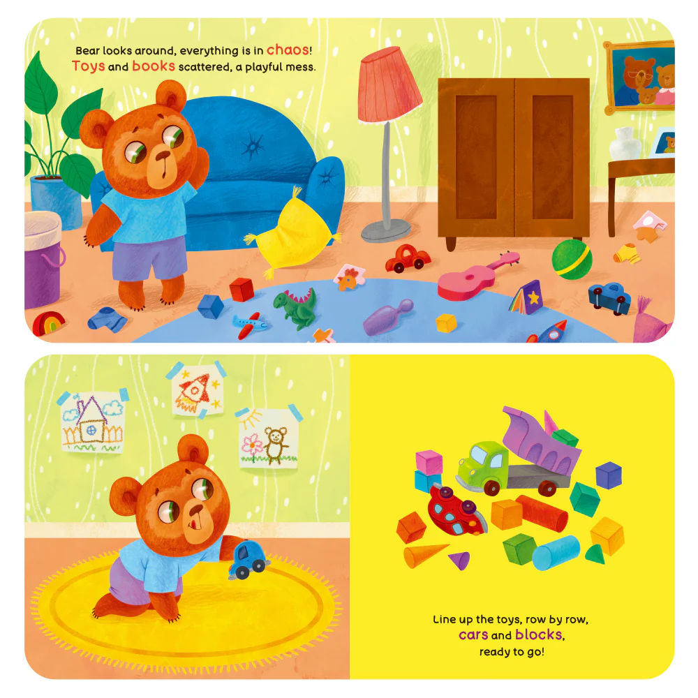  Habit Pals Push Pull Slide Kids Activity Book -Bear's Tidy-Up Time 