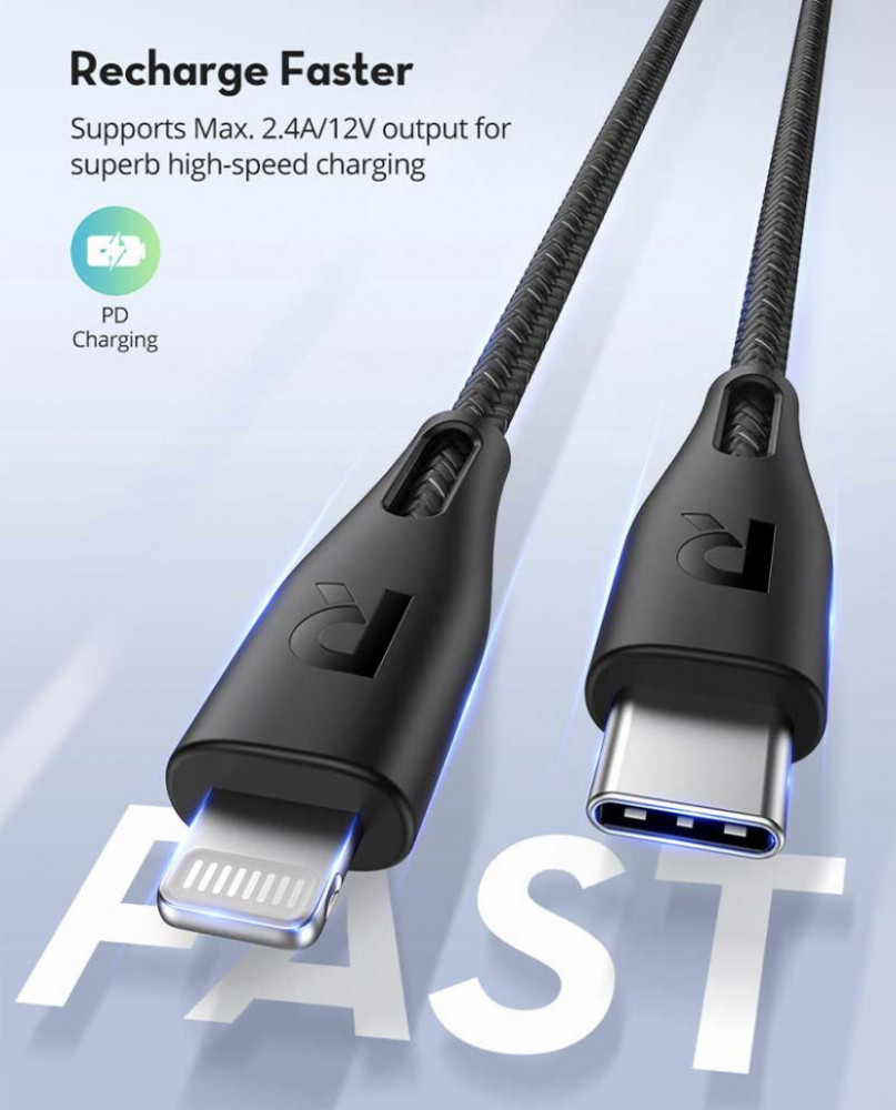   كيبل لايتنينق USB-C ضمان مدى الحياة RAVPower