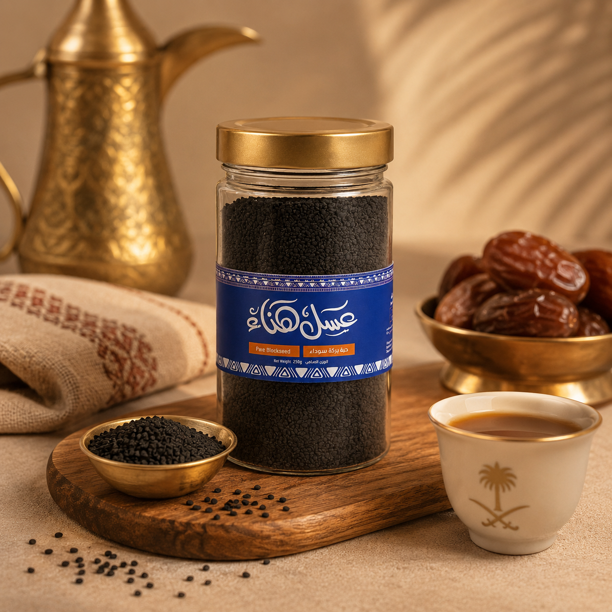 حبة البركة العضوية 250 جم من عسل هناء
