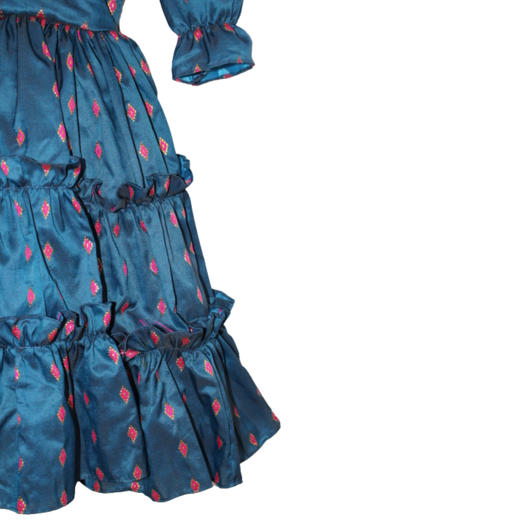 focus on traditional ramadan dress blue indian fabric