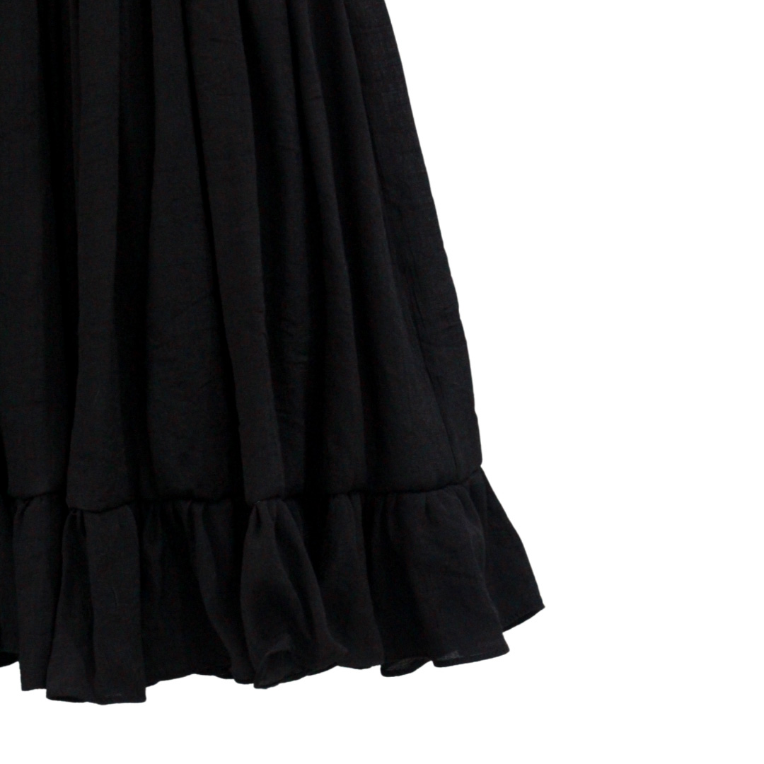 focus on black linen dress for little girls and summer