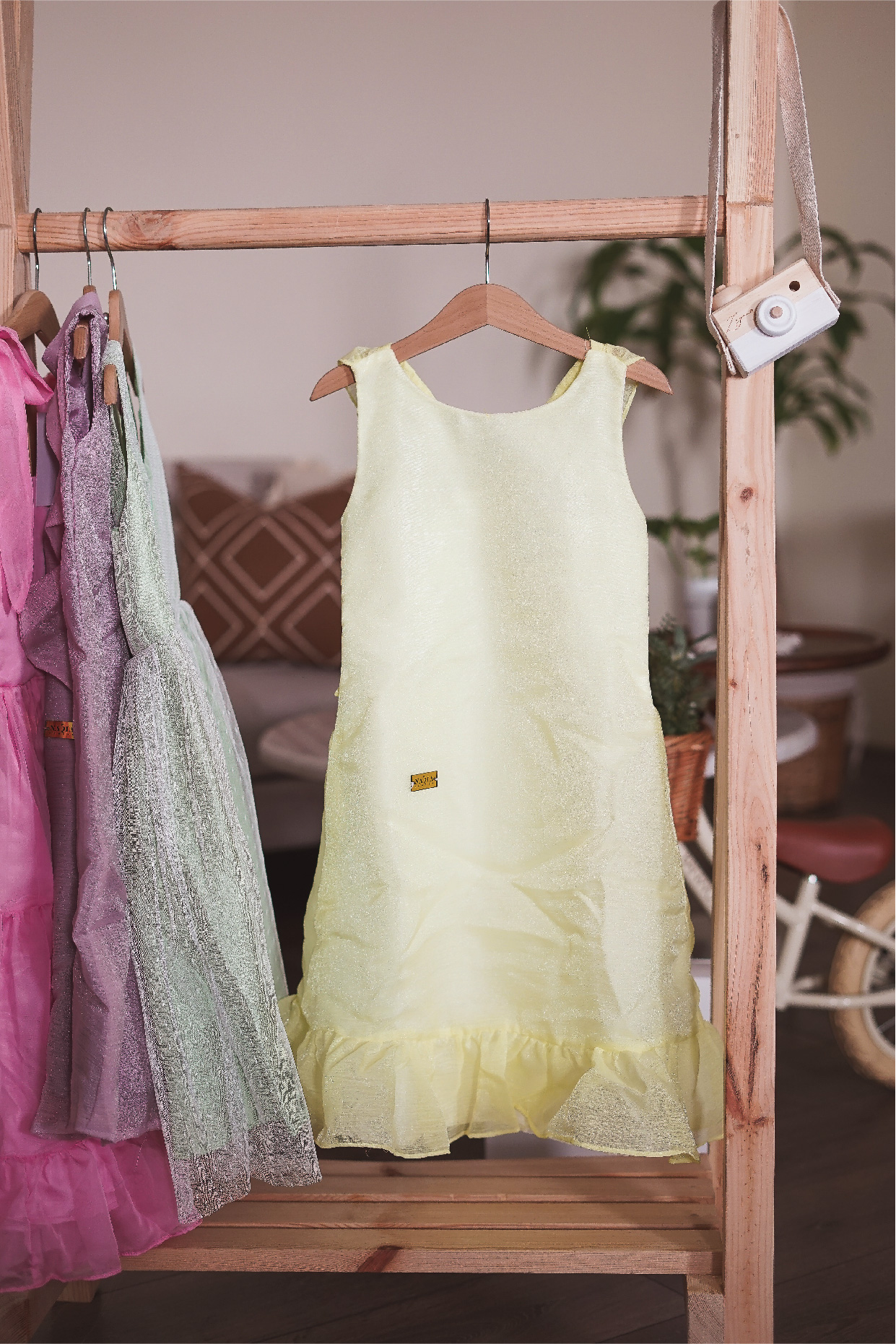 summer yellow dress for girls front design