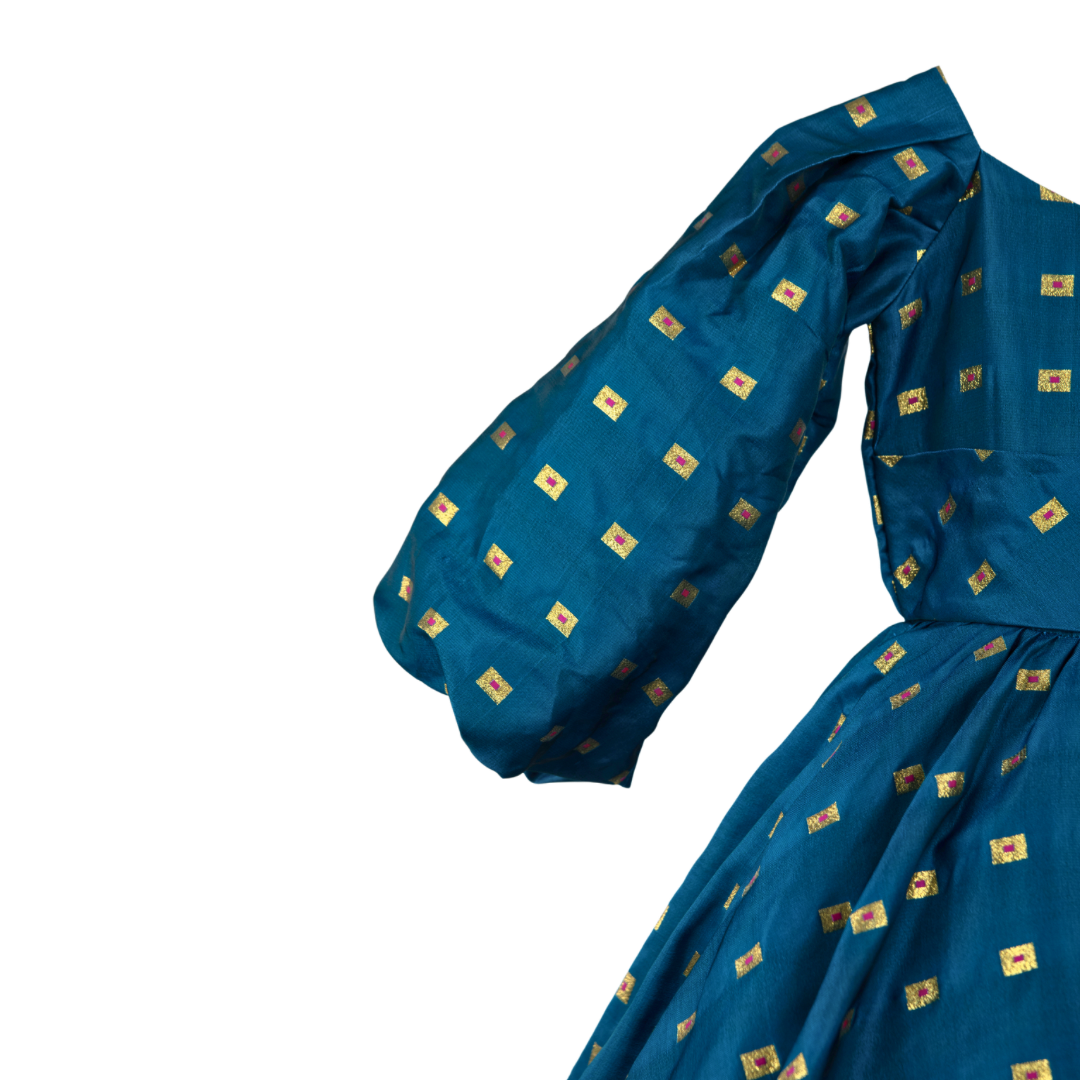 traditional ramadan dress blue indian fabric