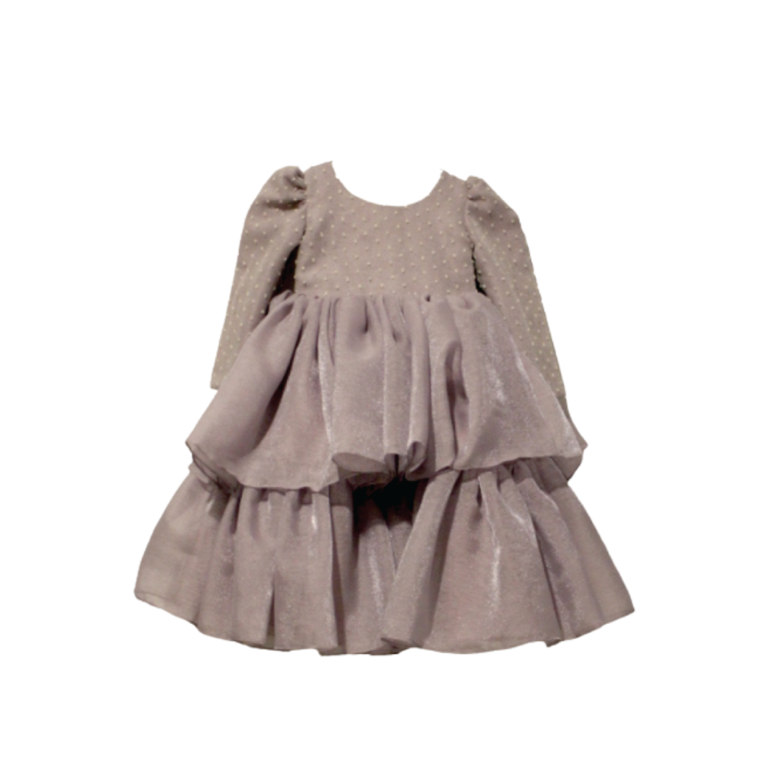 purple dress for girls with creamy layer of tool
