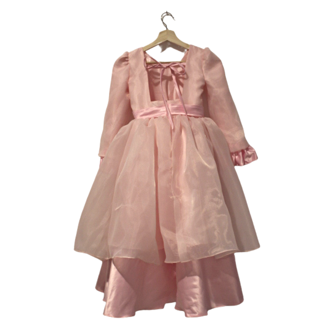 pink dress for girls contain layers open back