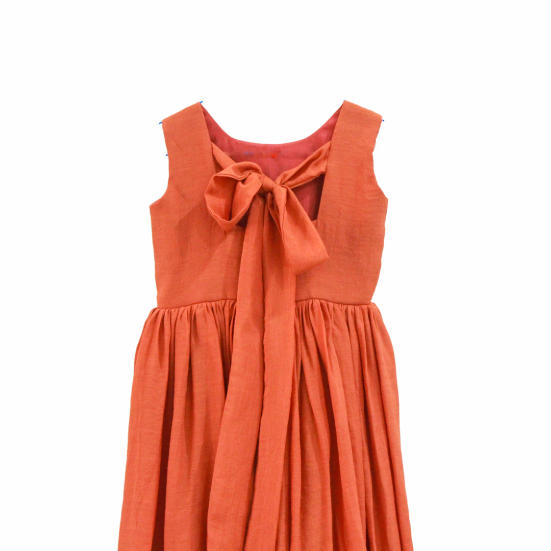 orange summer dress for girls with back tie