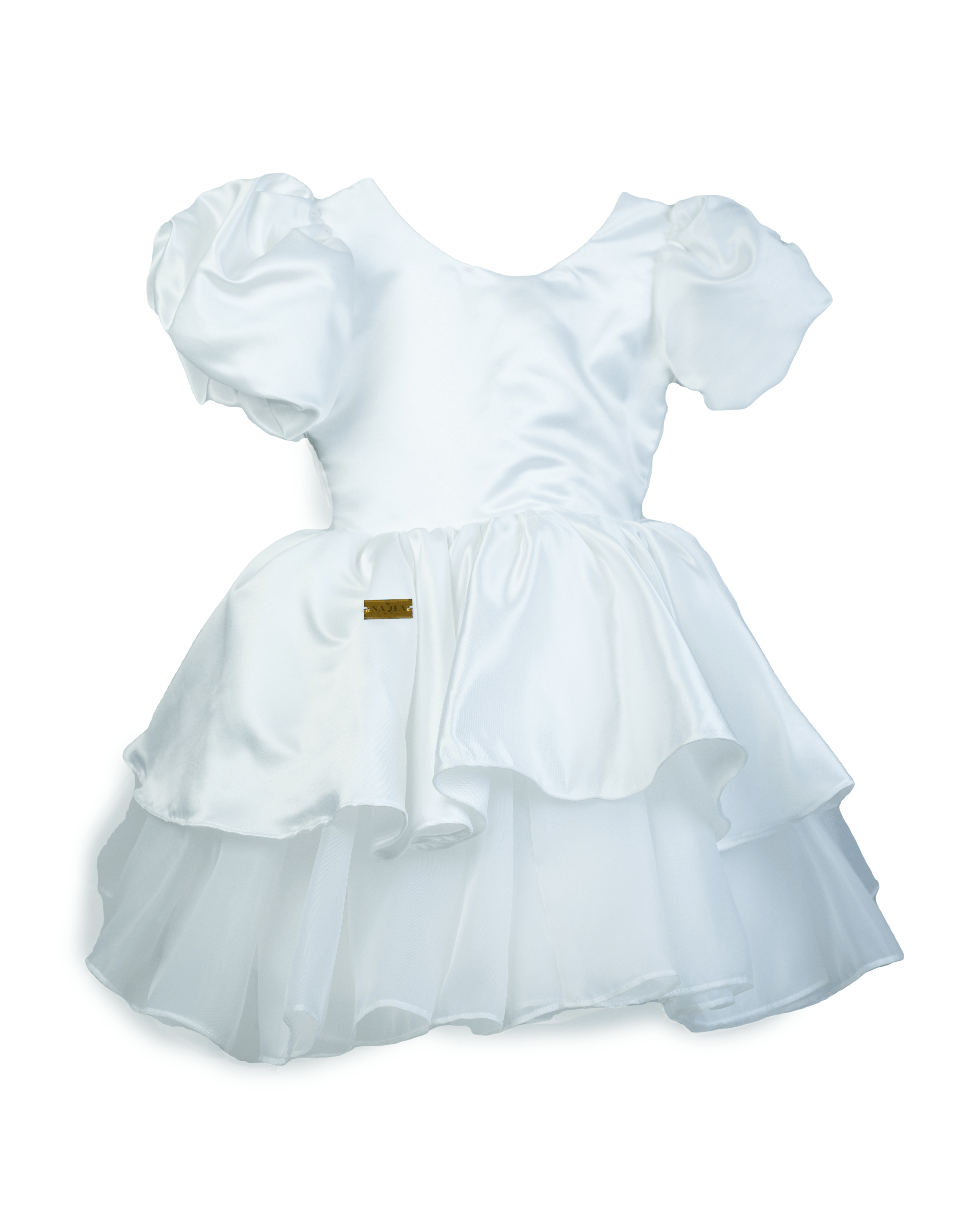 white dress for girls party wedding with different layers of fabrics