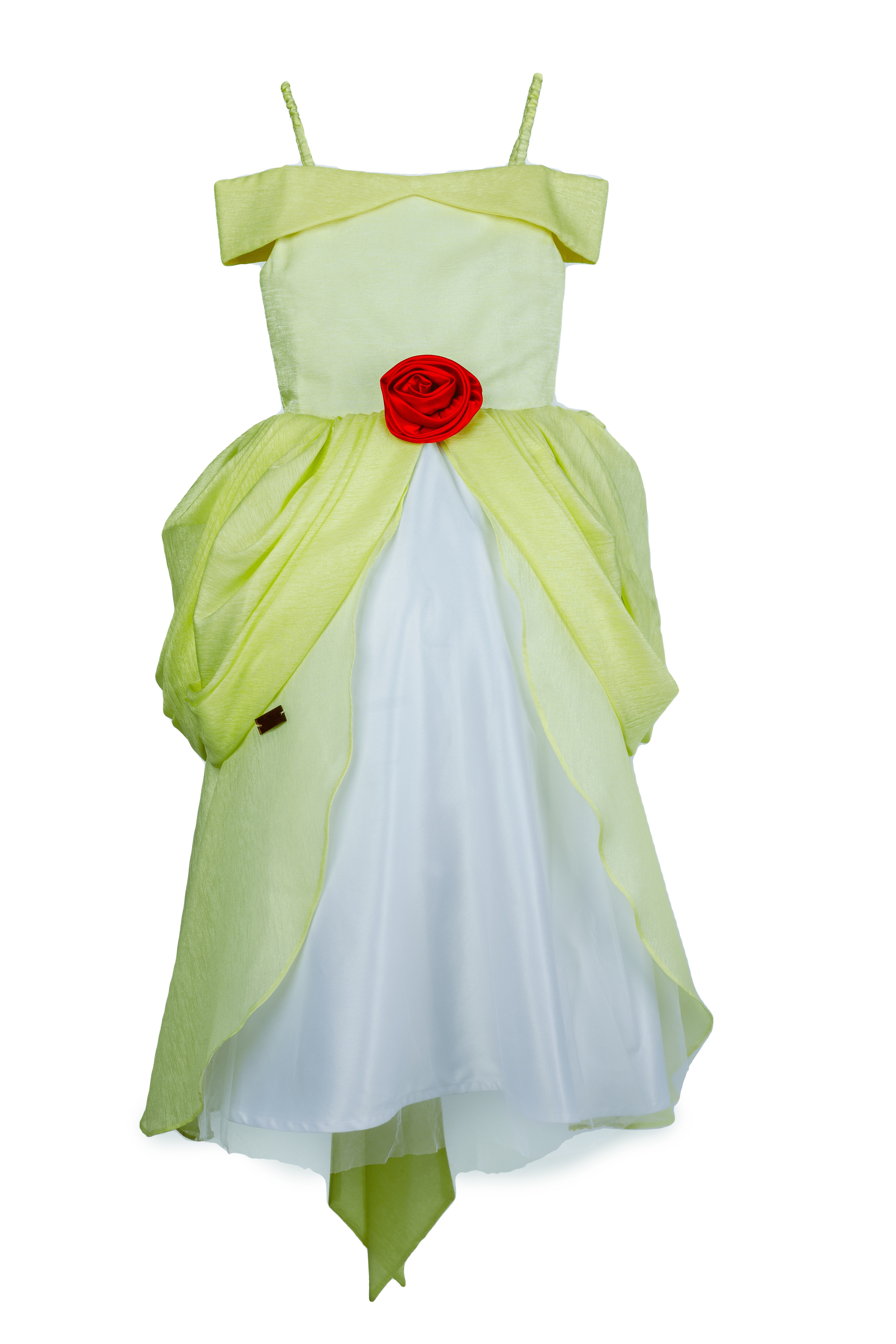 yellow prince bella dress on white background