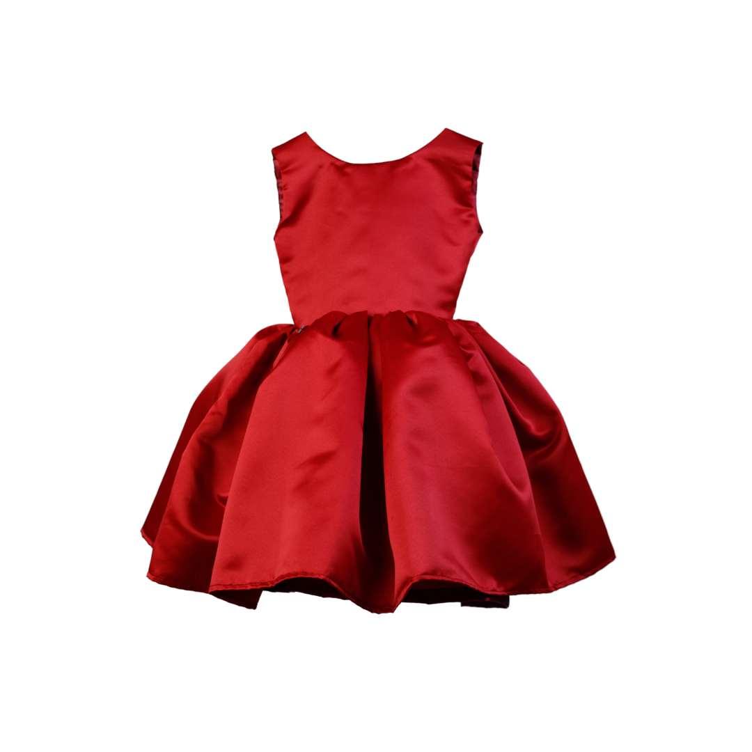 red dress for party with open back front design