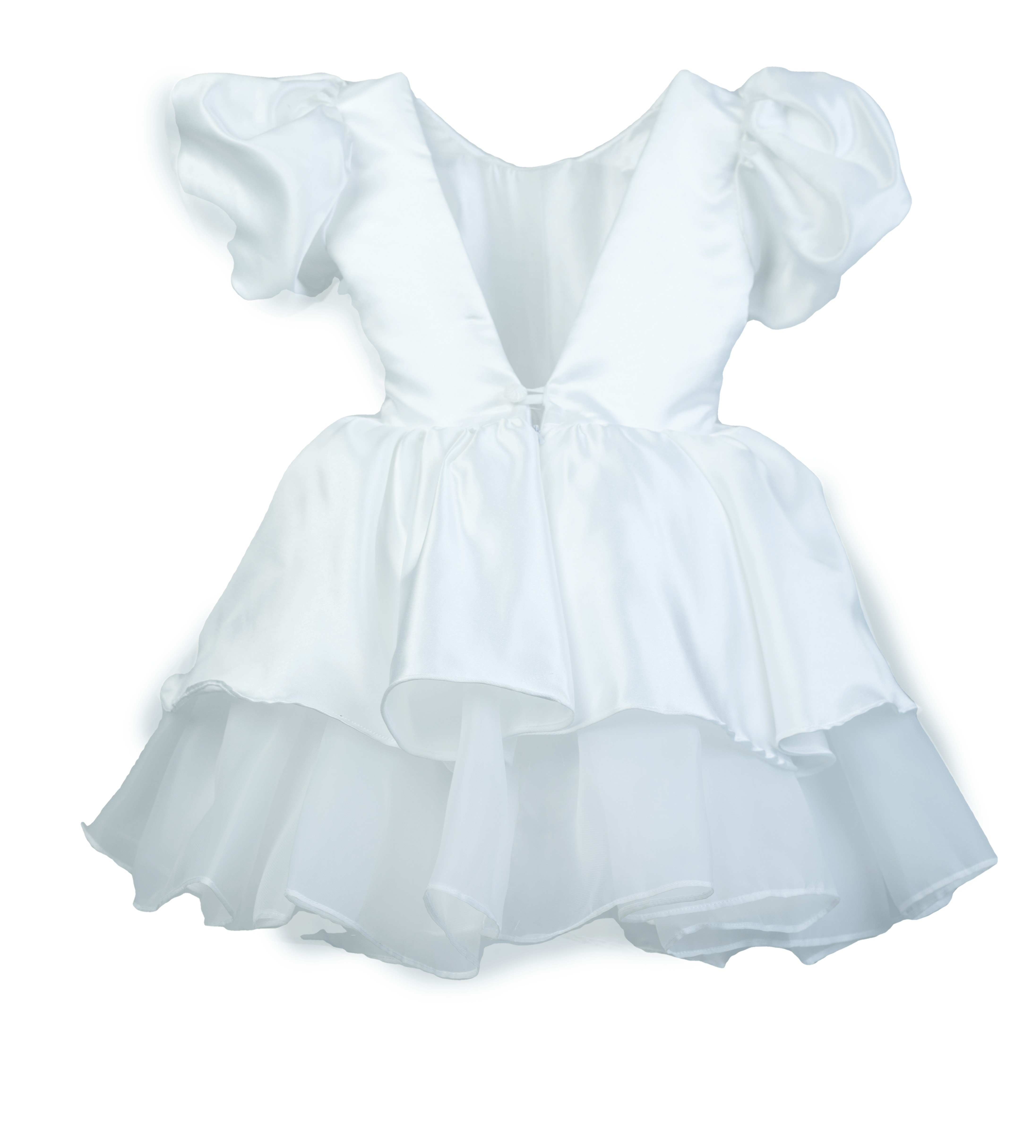 white dress for girls party wedding with different layers of fabrics