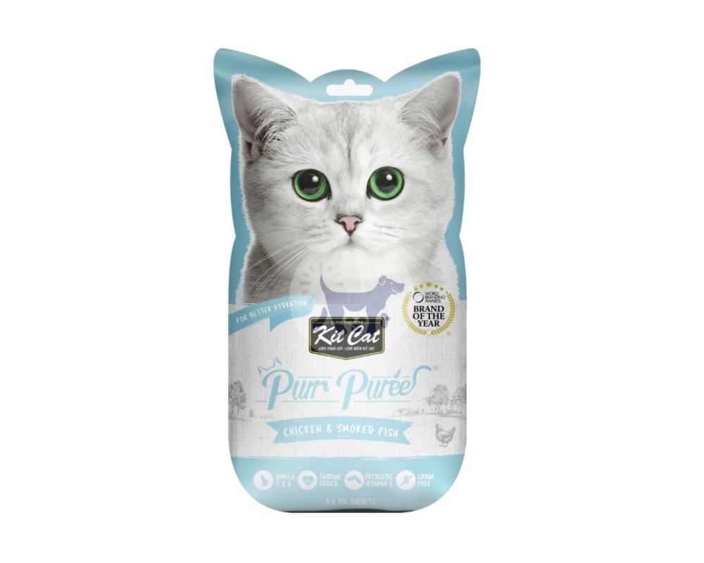Kit Cat Puree Chicken Smoked Fish 15gx4 Sachets Treats