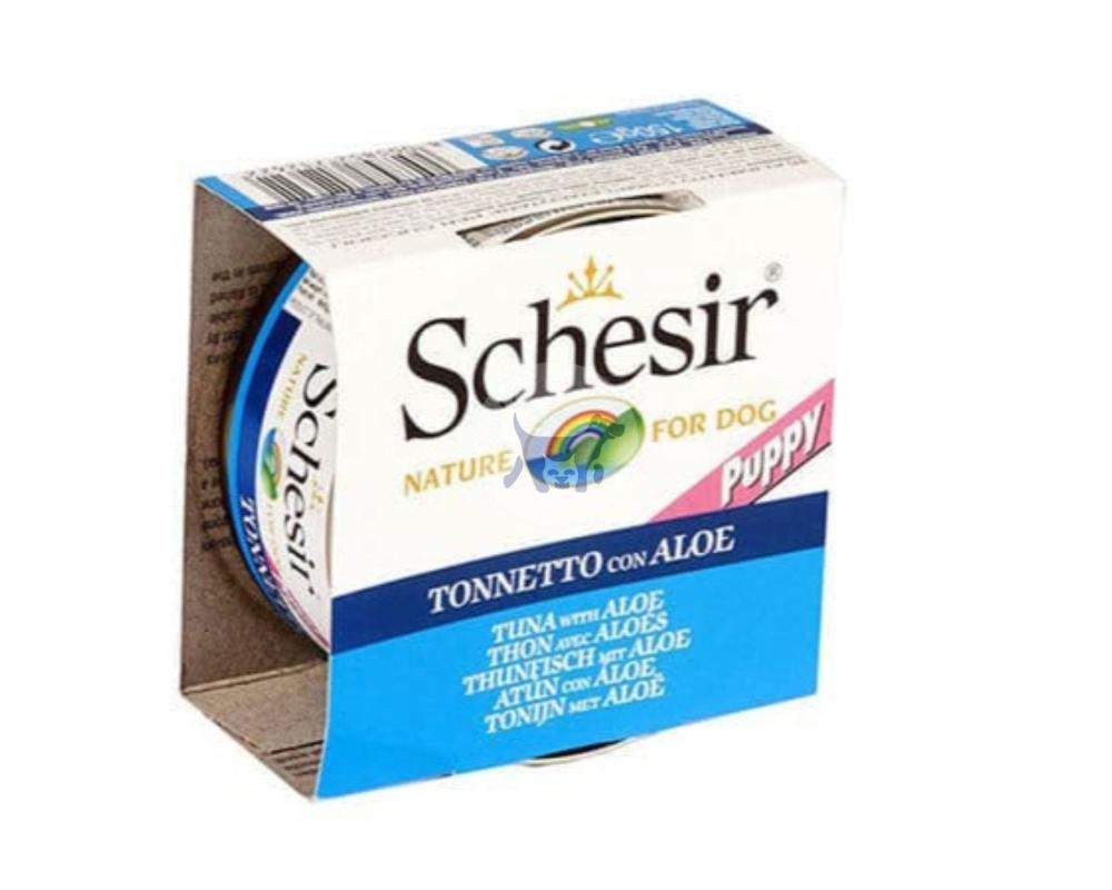 Schesir Puppy Tuna with Aloe Can Wet Food Aloe Vera for Puppies 150g