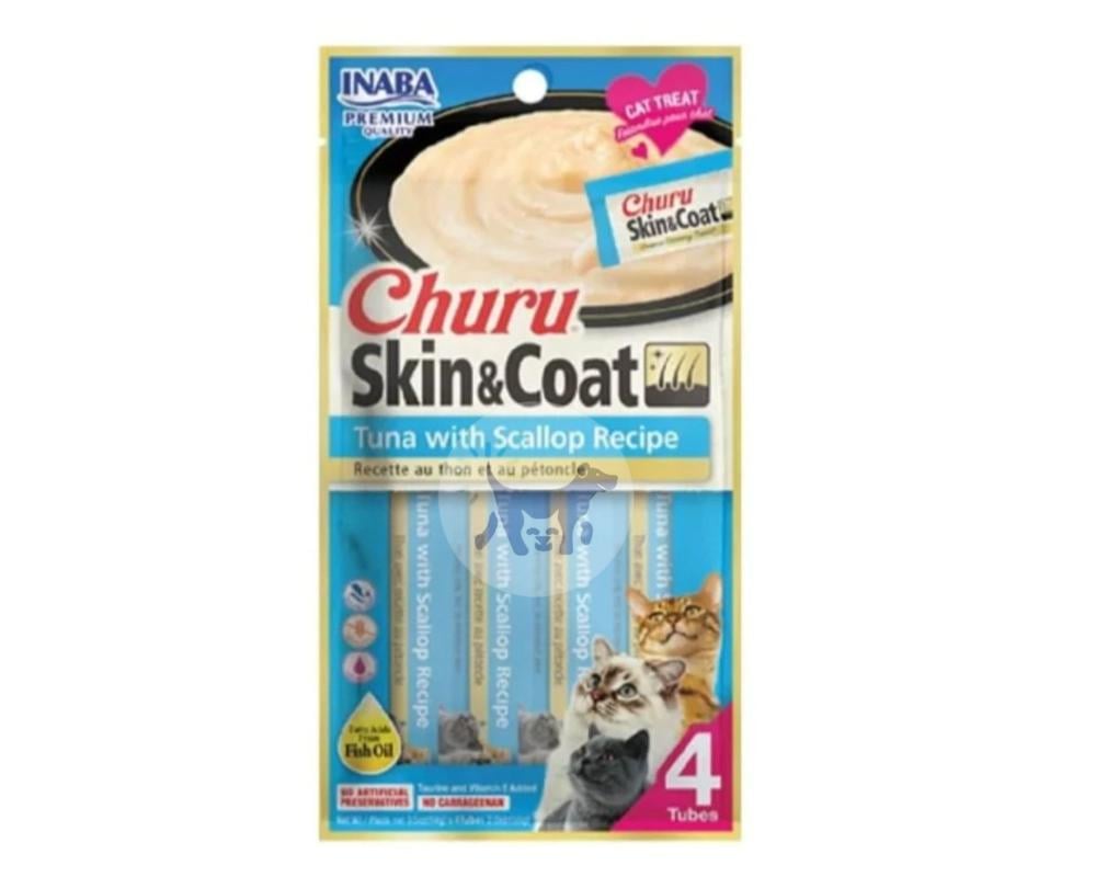 INABA Churu Skin Coat with Scallop 4x14g Treats Tuna