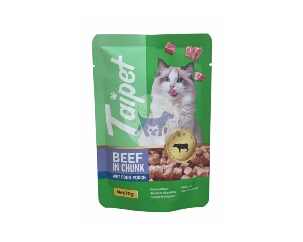 Taipet Wet Food for Cats Chunks Meat Beef 70g