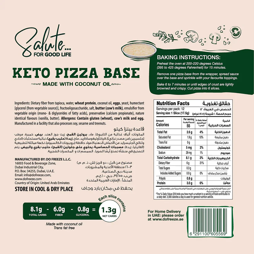 Salute Keto Pizza Base - 2x105g
