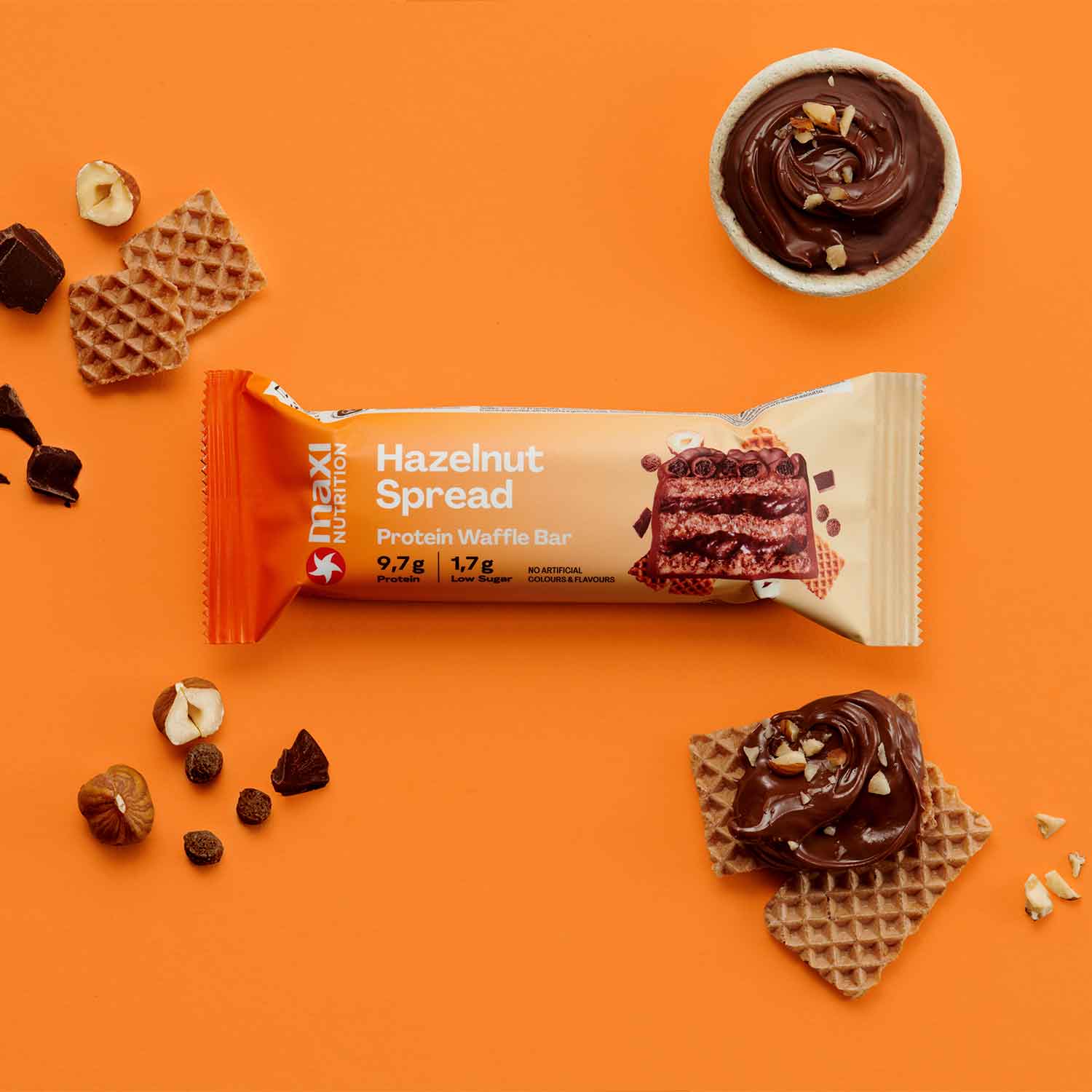 Maxi Nutrition بروتين ويفل 39جم - كريمة البندق