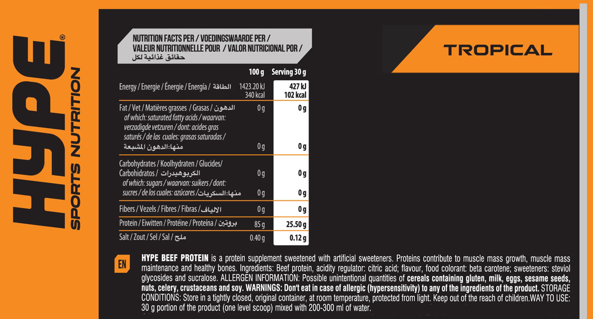 Hype Hydro Beef Protein – Tropical