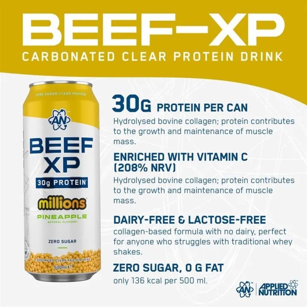Applied Nutrition Beef XP Clear Protein Drink, Millions Pineapple, 1 Can