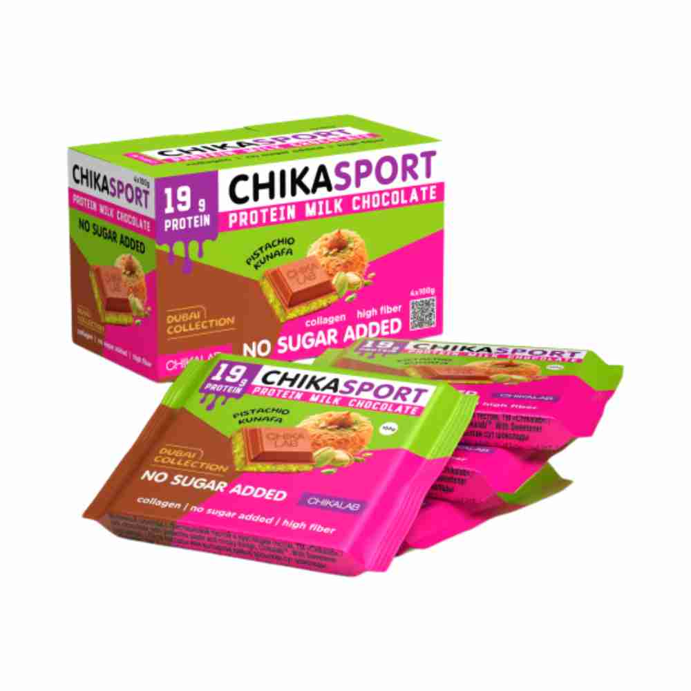 (Pack of 4) CHIKASPORT Pistachio Kunafa Protein Dubai Chocolate 100g