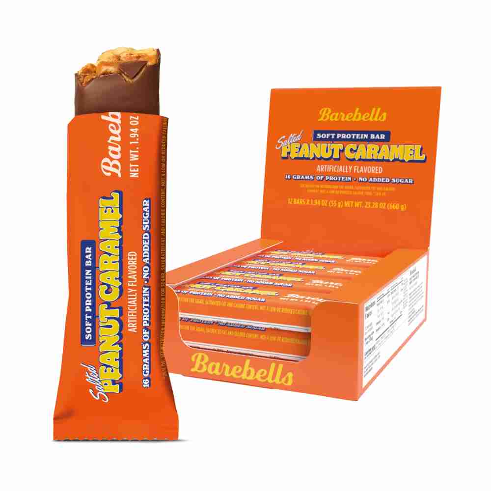 (Pack of 12) Barebells Soft Protein Bar Salted Peanut Caramel 55g - No Added Sugar