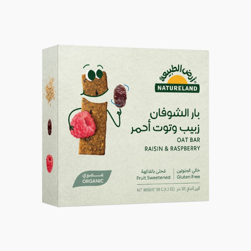 بار الشوفان - زبيب وتوت أحمر 6×20جم عضوي أرض الطبيعة
