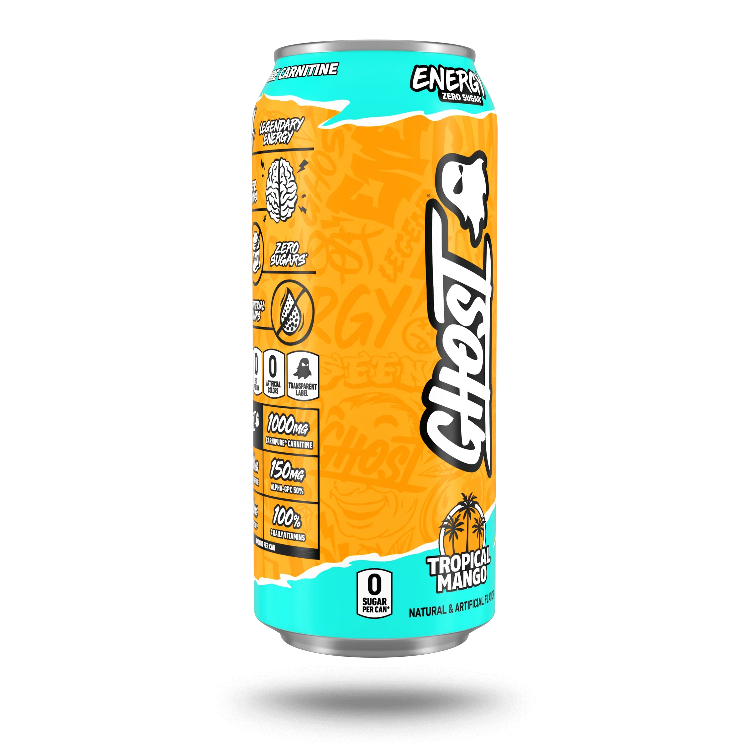 Ghost Energy Drink - 200mg Caffeine Sugar-Free - 473ml - Tropical Mango