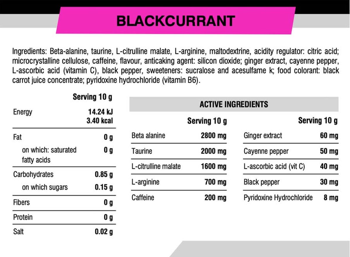 Hype Pre-Workout Extreme – Blackcurrant, 30 Servings